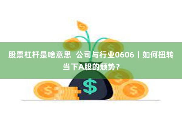 股票杠杆是啥意思  公司与行业0606丨如何扭转当下A股的颓势？