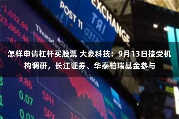 怎样申请杠杆买股票 大豪科技：9月13日接受机构调研，长江证券、华泰柏瑞基金参与