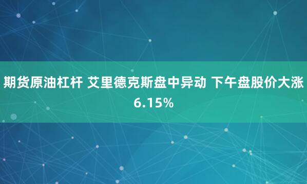 期货原油杠杆 艾里德克斯盘中异动 下午盘股价大涨6.15%