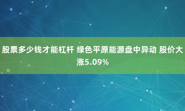 股票多少钱才能杠杆 绿色平原能源盘中异动 股价大涨5.09%