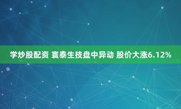 学炒股配资 寰泰生技盘中异动 股价大涨6.12%