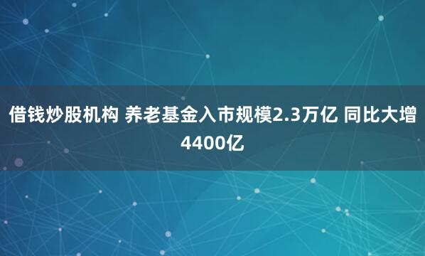 借钱炒股机构 养老基金入市规模2.3万亿 同比大增4400亿