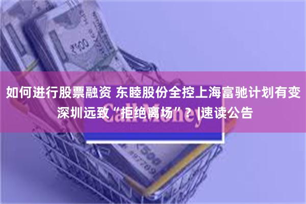 如何进行股票融资 东睦股份全控上海富驰计划有变 深圳远致“拒绝离场”？|速读公告